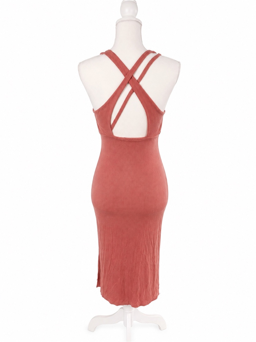 Final Touch Coral Ribbed Scoop-Neck Midi Dress - Picture 2 of 4